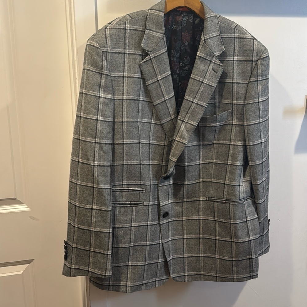 Tallia Men's Suit Jacket Black White Plaid
